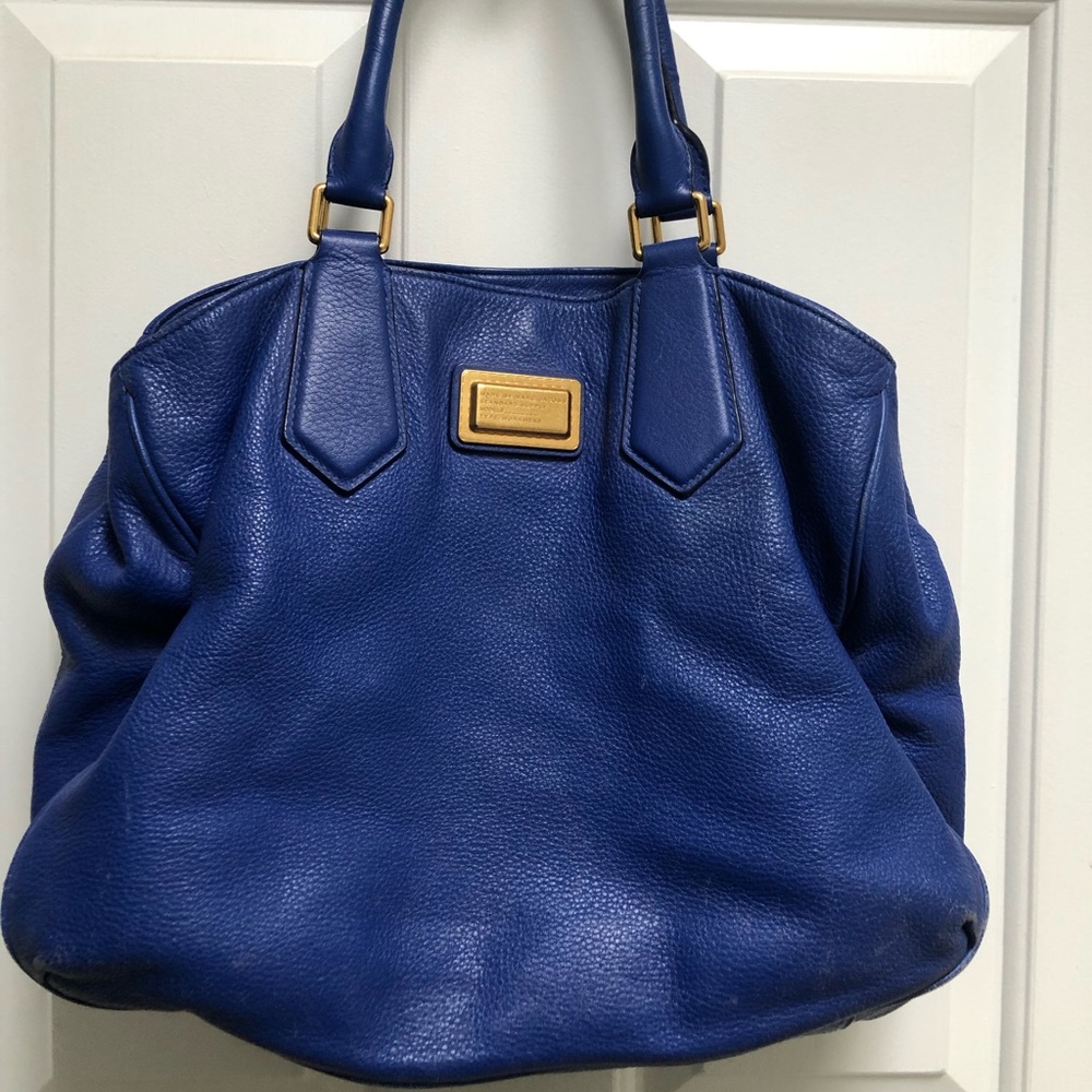 Bright blue Marc Jacobs leather bag with shoulder strap